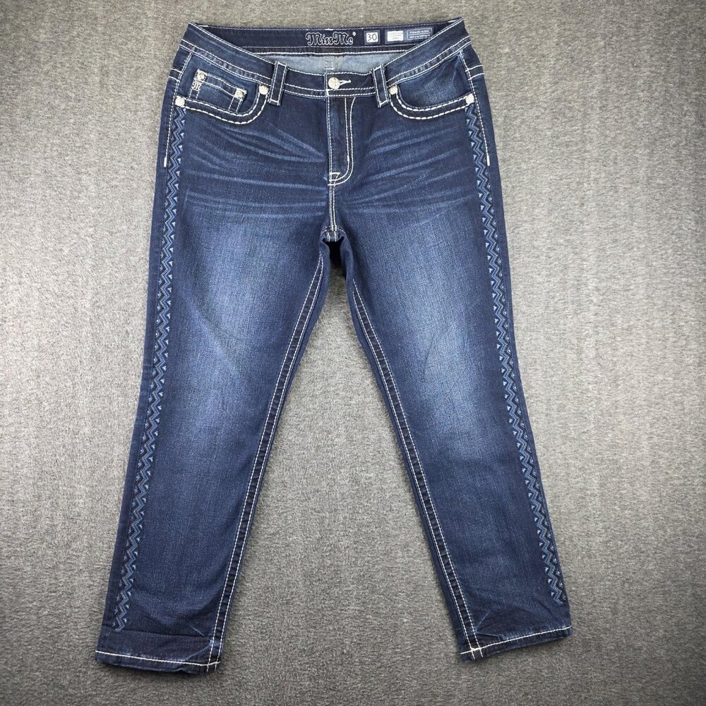 Miss Me Slim Boyfriend Ankle Jeans Womens 30 Blue Mid Rise Stretch Denim